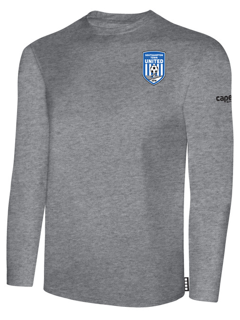 SOUTHAMPTON TOWN UNITED BASICS LONG SLEEVE COTTON TEE CREST ON WEARER'S LEFT CHEST LIGHT HEATHER GREY BLACK