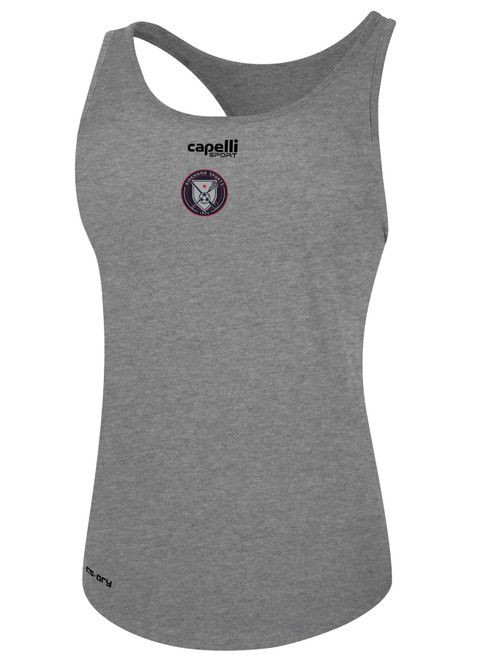 KIRKWOOD SC BASICS RACER BACK TANK CREST ON WEARER'S CENTER CHEST LIGHT HEATHER GREY