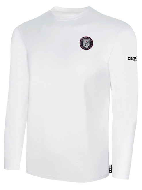 KIRKWOOD SC BASICS LONG SLEEVE COTTON T-SHIRT CREST ON WEARER'S LEFT CHEST WHITE BLACK