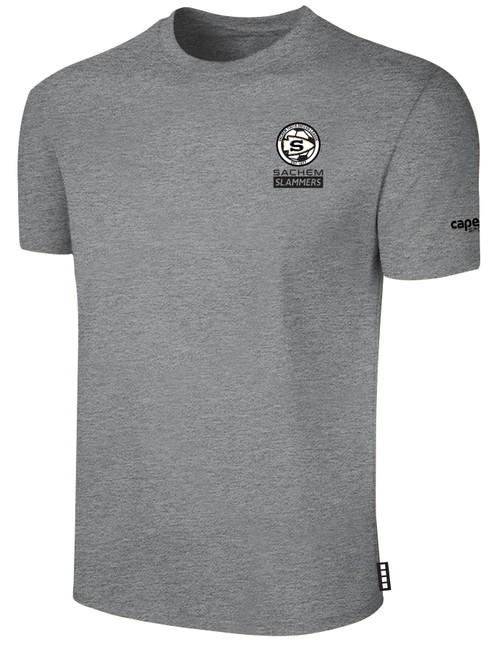 SACHEM SLAMMERS BASICS COTTON SHORT SLEEVE T-SHIRT CREST ON WEARER'S LEFT CHEST LIGHT HEATHER GREY BLACK