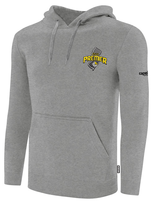 DEPTFORD  FLEECE PULLOVER HOODIE SA PREMIER CREST ON WEARERS LEFT CHEST LIGHT HEATHER GREY BLACK