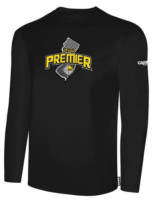 DEPTFORD  LONG SLEEVE COTTON T-SHIRT SA PREMIER CREST ON WEARERS CENTER CHEST BLACK WHITE