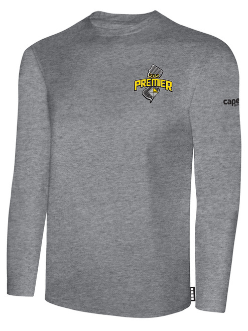 DEPTFORD  LONG SLEEVE COTTON T-SHIRT SA PREMIER CREST ON WEARERS LEFT CHEST LIGHT HEATHER GREY BLACK