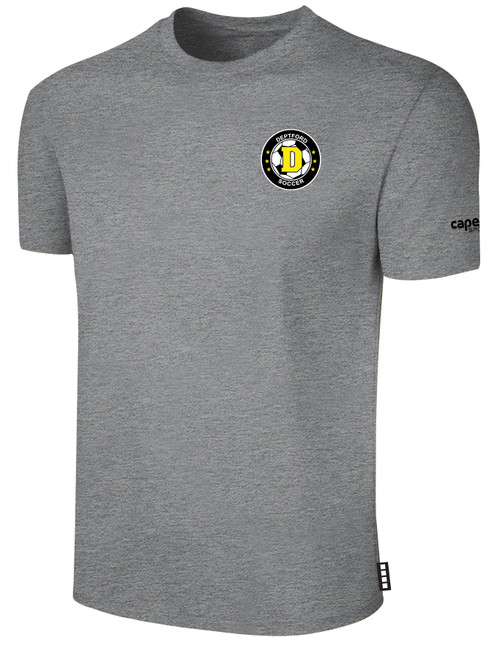 DEPTFORD  SHORT SLEEVE COTTON T-SHIRT SA TRAVEL CREST ON WEARERS LEFT CHEST LIGHT HEATHER GREY BLACK