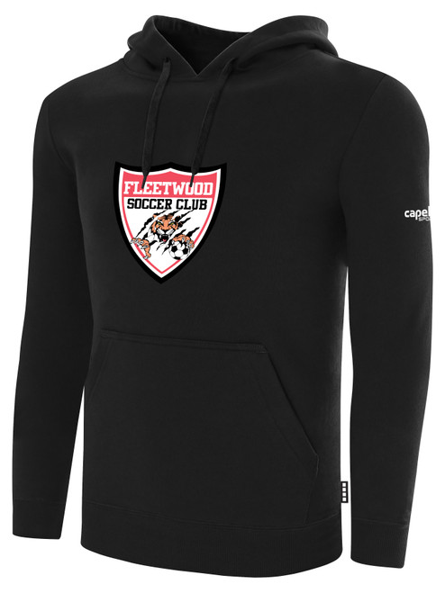 FLEETWOOD SC BASICS FLEECE PULLOVER HOODIE CREST ON WEARERS CENTER CHEST BLACK WHITE