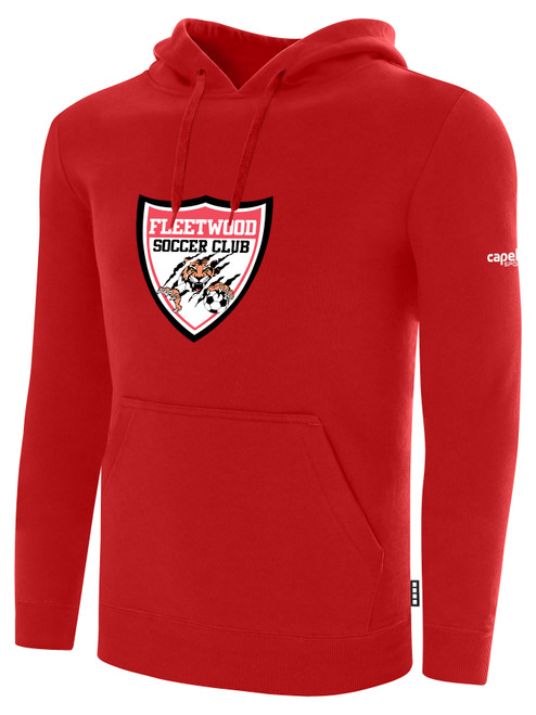 FLEETWOOD SC BASICS FLEECE PULLOVER HOODIE CREST ON WEARERS CENTER CHEST RED WHITE