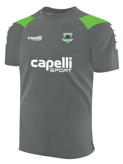 CEDAR STARS ACADEMY STATEN ISLAND EMPIRE PRO SHORT SLEEVE TRAINING TOP MEDIUM GREY POWER GREEN -KIT