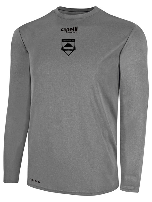CEDAR STARS ACADEMY STATEN ISLAND  BASICS CREW NECK LONG SLEEVE POLY TEE LIGHT HEATHER GREY