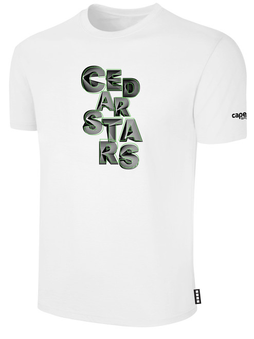CEDAR STARS ACADEMY STATEN ISLAND  BASICS COTTON SHORT SLEEVE TEE SHIRT CREST ON WEARER'S CENTER CHEST WHITE BLACK