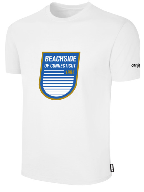 BEACHSIDE SC  BASICS COTTON SHORT SLEEVE T-SHIRT CREST ON WEARER'S CENTER CHEST WHITE BLACK