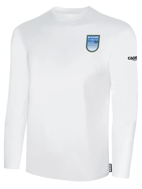 BEACHSIDE SC  BASICS COTTON LONG SLEEVE COTTON T-SHIRT CREST ON WEARER'S LEFT CHEST WHITE BLACK