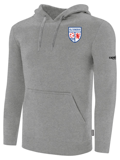 ALEXANDRIA SA ACADEMY BASICS FLEECE HOODIE CREST ON WEARERS UPPER LEFT CHEST LIGHT HEATHER GREY BLACK