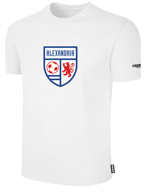 ALEXANDRIA SA ACADEMY BASICS TEE SHIRT CREST ON WEARERS CENTER  CHEST WHITE BLACK