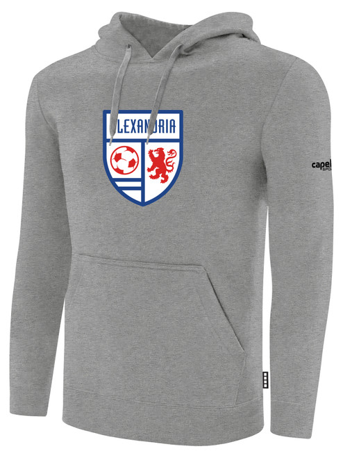 ALEXANDRIA SA ACADEMY BASICS FLEECE HOODIE CREST ON WEARERS CENTER CHEST LIGHT HEATHER GREY BLACK