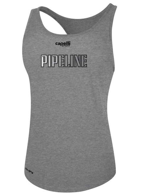 PIPELINE  SC   FC BASICS RACER BACK TANK CREST ON WEARER'S CENTER CHEST LIGHT HEATHER GREY