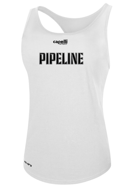 PIPELINE  SC   FC BASICS RACER BACK TANK CREST ON WEARER'S CENTER CHEST WHITE BLACK