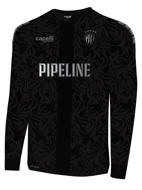 PIPELINE SC  - ECNL - 2025 HOME MET LONG SLEEVE JERSEY BLACK METALLIC SILVER