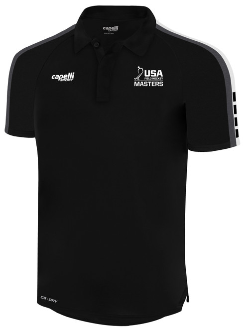 USA FIELD HOCKEY MADISON POLY POLO BLACK WHITE