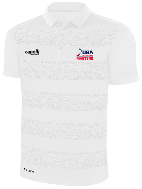 USA FIELD HOCKEY CLASSIC STRIPE POLY POLO WHITE PALE GREY