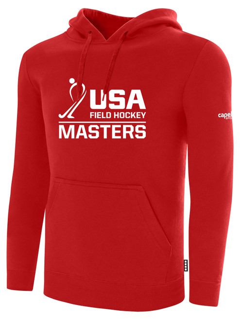 USA FIELD HOCKEY BASICS FLEECE PULLOVER HOODIE CREST ON WEARERS CENTER CHEST RED WHITE