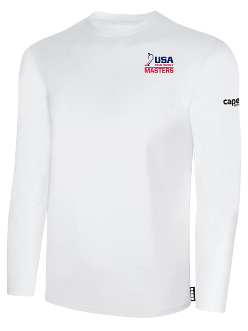 USA FIELD HOCKEY BASICS LONG SLEEVE COTTON TEE CREST ON WEARERS LEFT CHEST WHITE BLACK