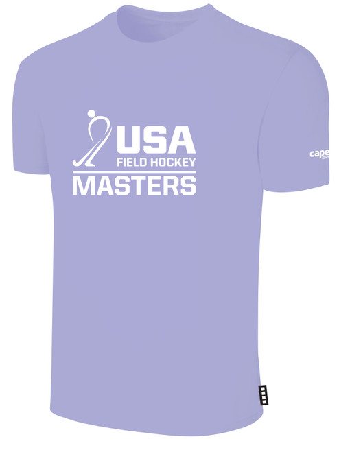 USA FIELD HOCKEY BASICS COTTON TEE CREST ON WEARERS CENTER CHEST LAVENDER WHITE