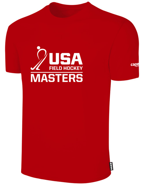 USA FIELD HOCKEY BASICS COTTON TEE CREST ON WEARERS CENTER CHEST RED WHITE