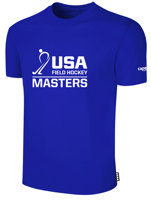 USA FIELD HOCKEY BASICS COTTON TEE CREST ON WEARERS CENTER CHEST ROYAL BLUE WHITE