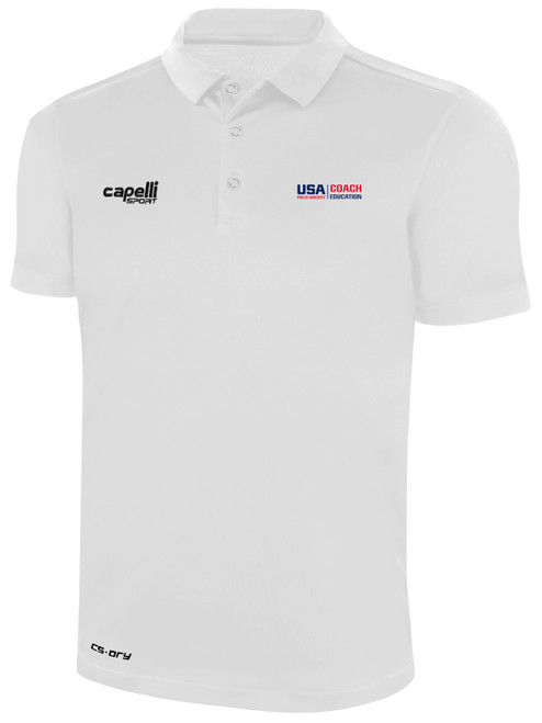 USA FIELD HOCKEY COACH EDUCATION  CLASSIC POLY POLO WHITE BLACK