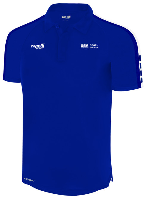 USA FIELD HOCKEY COACH EDUCATION  MADISON POLY POLO ROYAL BLUE WHITE