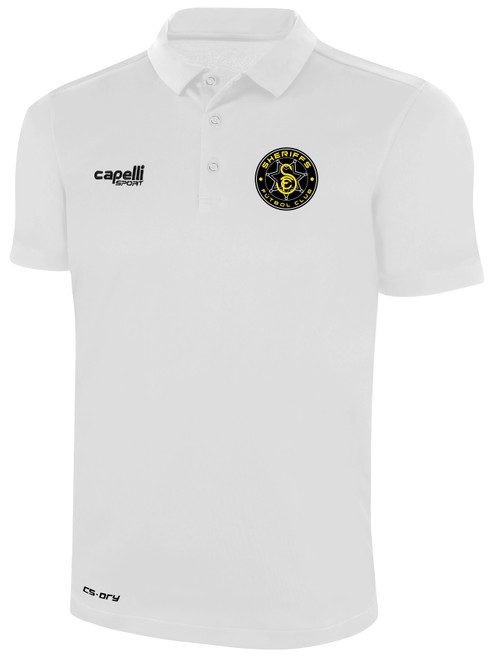 SHERIFFS FC  CLASSIC POLY POLO CREST ON WEARERS LEFT CHEST WHITE BLACK