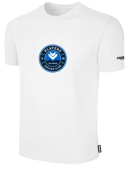 PLAYERS SC  BASICS COTTON SHORT SLEEVE T-SHIRT CREST ON WEARER'S CENTER CHEST WHITE BLACK