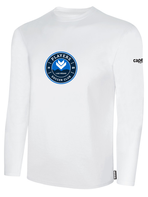 PLAYERS SC  BASICS LONG SLEEVE COTTON T-SHIRT CREST ON WEARER'S CENTER CHEST  WHITE BLACK