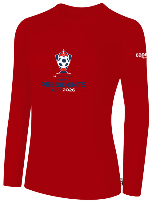 OREGON YSA PRESIDENTS ODP BASICS COTTON LONG SLEEVE T-SHIRT CREST CENTER CHEST RED WHITE