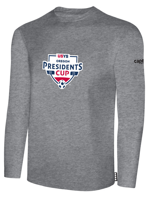 OREGON YSA PRESIDENTS ODP BASICS COTTON LONG SLEEVE T-SHIRT LIGHT HEATHER GREY BLACK