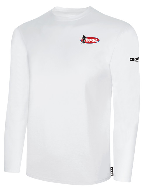 REFEREE BASICS COTTON LONG SLEEVE T-SHIRT CREST ON WEARER'S LEFT CHEST WHITE BLACK - WPSL