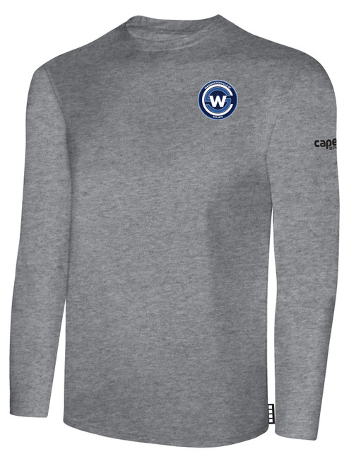 WASHINGTONVILLE SC MIAMI UNITED STARS BASICS LONG SLEEVE COTTON TEE CREST ON WEARER'S LEFT CHEST LIGHT HEATHER GREY BLACK