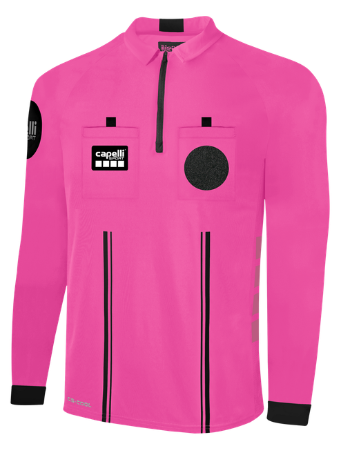 OFFICIAL REFEREE 1/4 ZIP LONG SLEEVE JERSEY REFEREE PINK BLACK -WPSL
