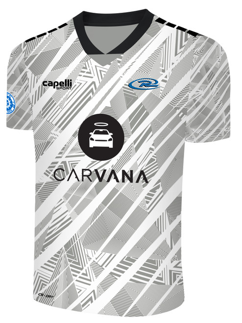 COASTAL RUSH PERDIDO BROOKLYN II RUSH SOCCER SCATTERED SHARDE SHORT SLEEVE MATCH JERSEY WHITE PROMO GREY BLACK