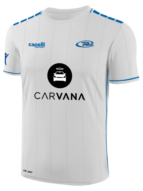 MOUNTAIN RUSH SOCCER EMPIRE KNIT STRIPE MATCH JERSEY WHITE PROMO BLUE