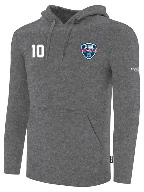 UDA SOCCER BASICS PULLOVER FLEECE HOODIE  DARK HEATHER GREY WHITE