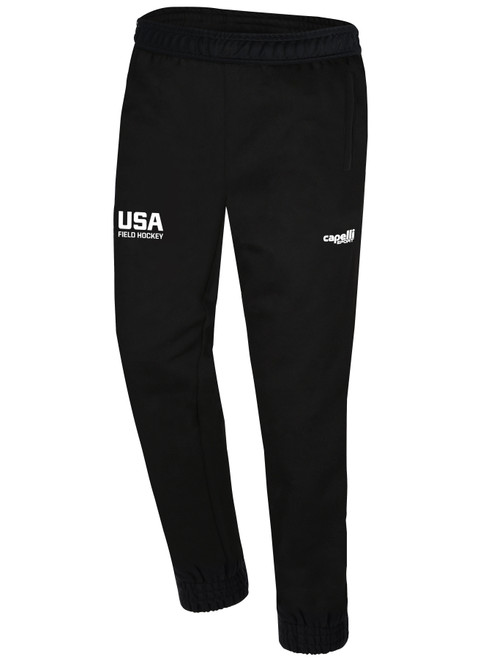 USA FIELD  HOCKEY BASICS FLEECE SWEATPANTS USAFH CREST ON RIGHT LEG BLACK WHITE
