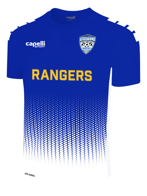 MANTECA AREA SOCCER RANGERS UNITED SOHO I FUSION SHORT SLEEVE JERSEY ROYAL BLUE WHITE -KIT