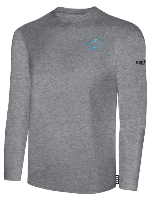 ATLANTIC COUNTY WAVE BASICS LONG SLEEVE COTTON TEE CREST ON WEARER'S LEFT CHEST LIGHT HEATHER GREY BLACK