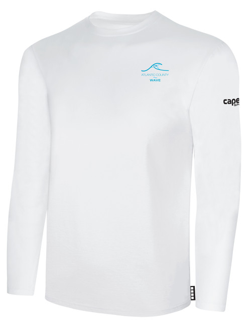 ATLANTIC COUNTY WAVE BASICS LONG SLEEVE COTTON TEE CREST ON WEARER'S LEFT CHEST WHITE BLACK