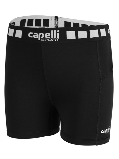 ATLANTIC COUNTY WAVE  GIRLS & WOMEN'S PERFORMANCE SHORTS BLACK WHITE