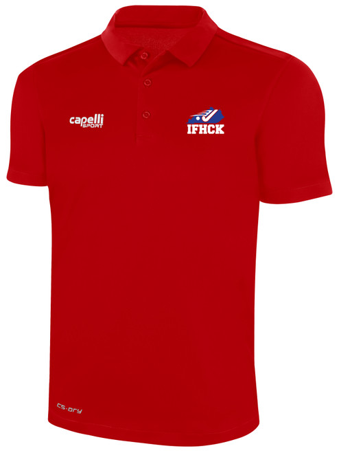 IFHCK FIELD HOCKEY CLASSIC POLY POLO CREST ON WEARERS LEFT CHEST RED WHITE