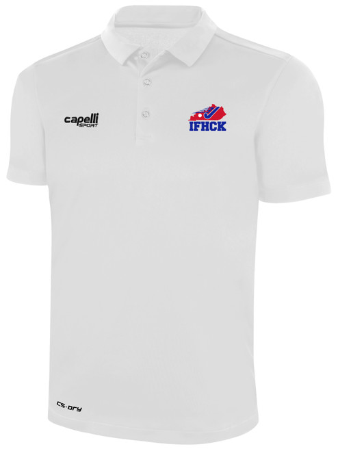 IFHCK FIELD HOCKEY CLASSIC POLY POLO CREST ON WEARERS LEFT CHEST WHITE BLACK