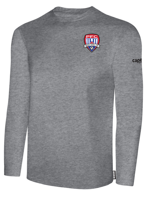 PROSTARS FC BASICS LONG SLEEVE COTTON TEE CREST ON LEFT CHEST LIGHT HEATHER GREY BLACK