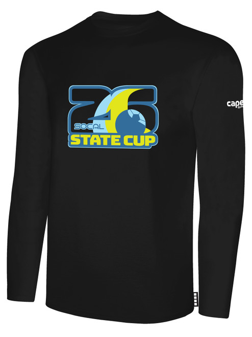 SOCAL STATE CUP BASICS LONG SLEEVE TEE LARGE CREST  CENTER CHEST BLACK WHITE